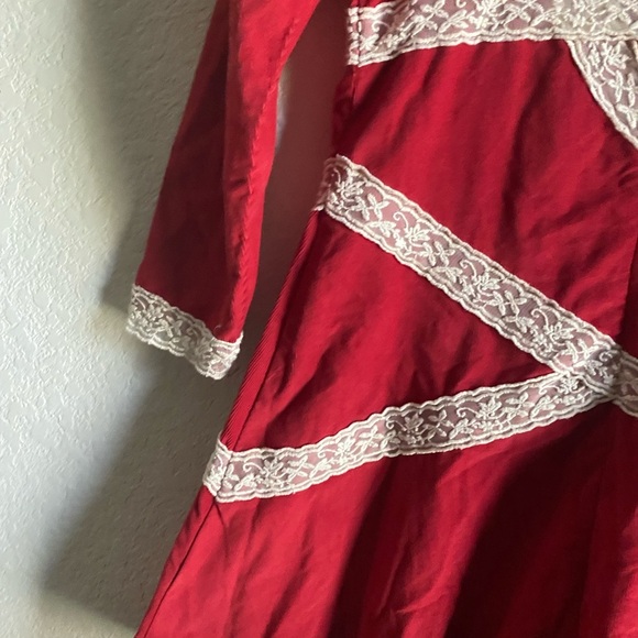 Free People Tennley Red Milkmade Coquette Corduroy Whimsigoth Lace Mini Dress XS - Picture 13 of 16